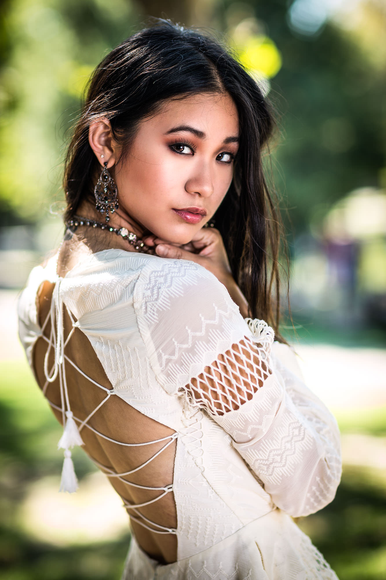 Beautiful Asian lady wearing elegant dress