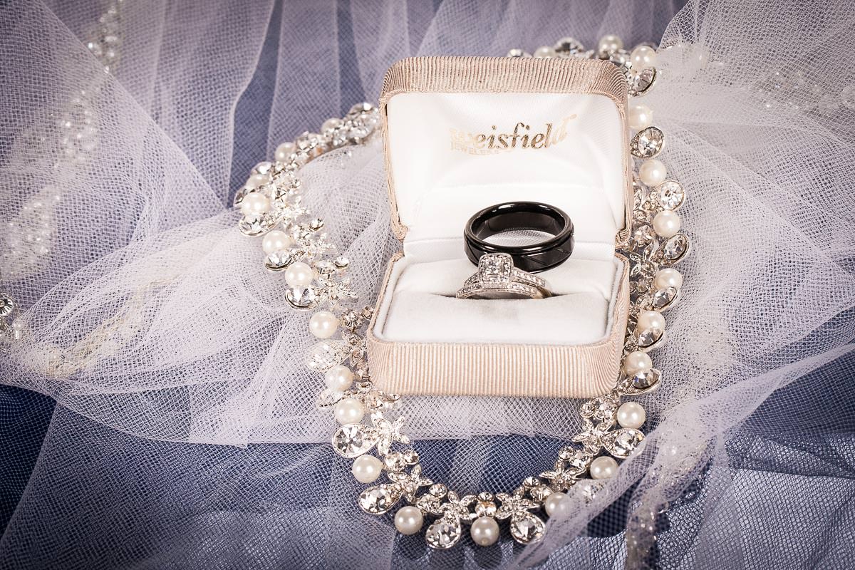 Wedding Rings in a box with Veil and Bling